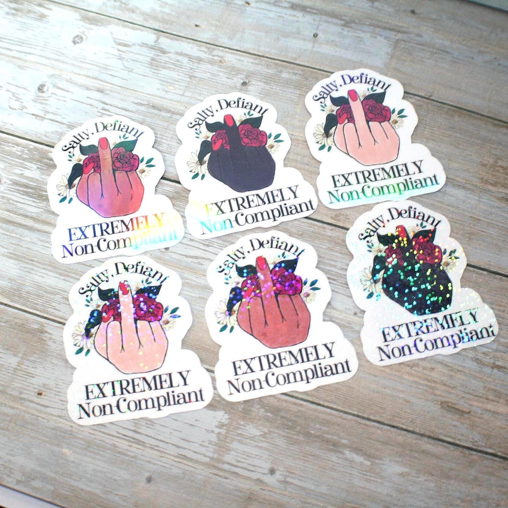 Floral Middle Finger Sticker - Defiant Sassy Vinyl Decal - Image 3