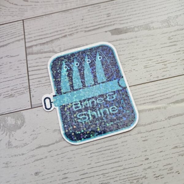 il_fullxfull.7629586869_8rbd-1 Brine and Shine Sardine Can Sticker – Original Art in Matte or Holographic Finish