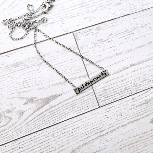 Fuck the Patriarchy Bar Necklace: Feminist Stainless Steel or Gold-Plated Jewelry