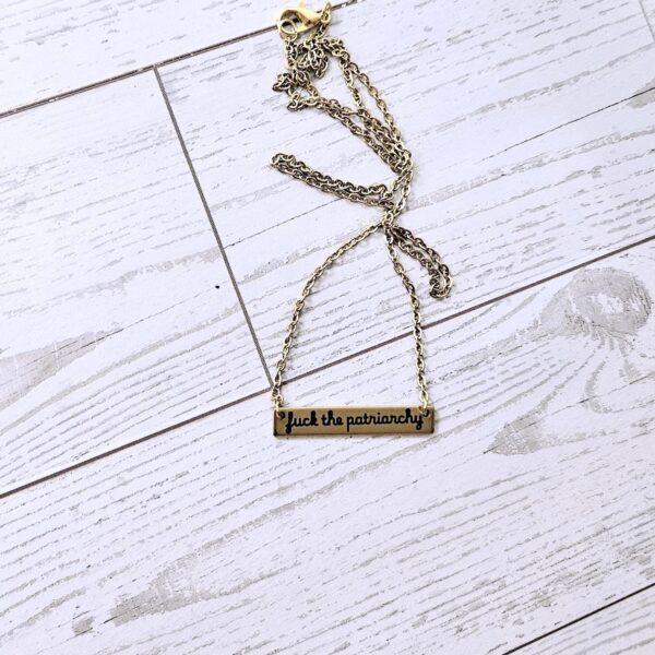 Fuck the Patriarchy Bar Necklace: Feminist Stainless Steel or Gold-Plated Jewelry