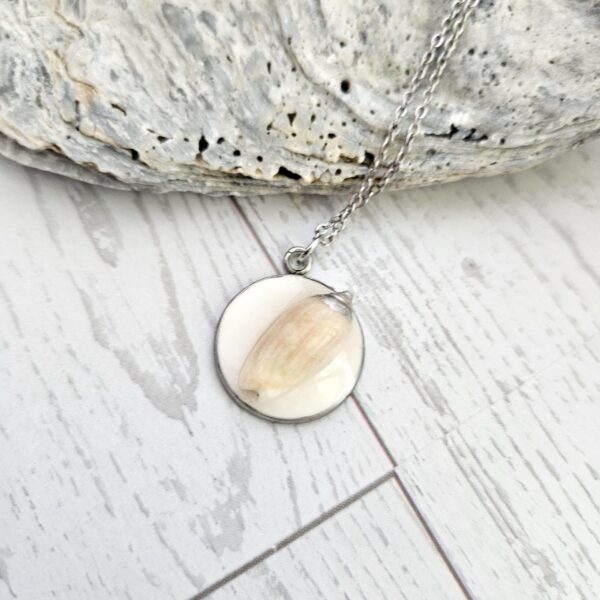 il_fullxfull.7629590553_lsjp-1 Lettered Olive Shell Necklace: Silver Chrome Tip, Coastal Pendant