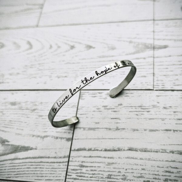 Engraved Stainless Steel Cuff Bracelet | Minimalist Poet Quote Jewelry 5 Engraved Stainless Steel Cuff Bracelet | Minimalist Poet Quote Jewelry