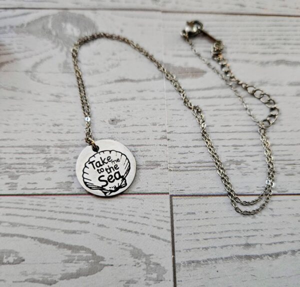 Engraved Scallop Shell Necklace – Stainless Steel (Take Me to the Sea) 7 Engraved Scallop Shell Necklace – Stainless Steel (Take Me to the Sea)