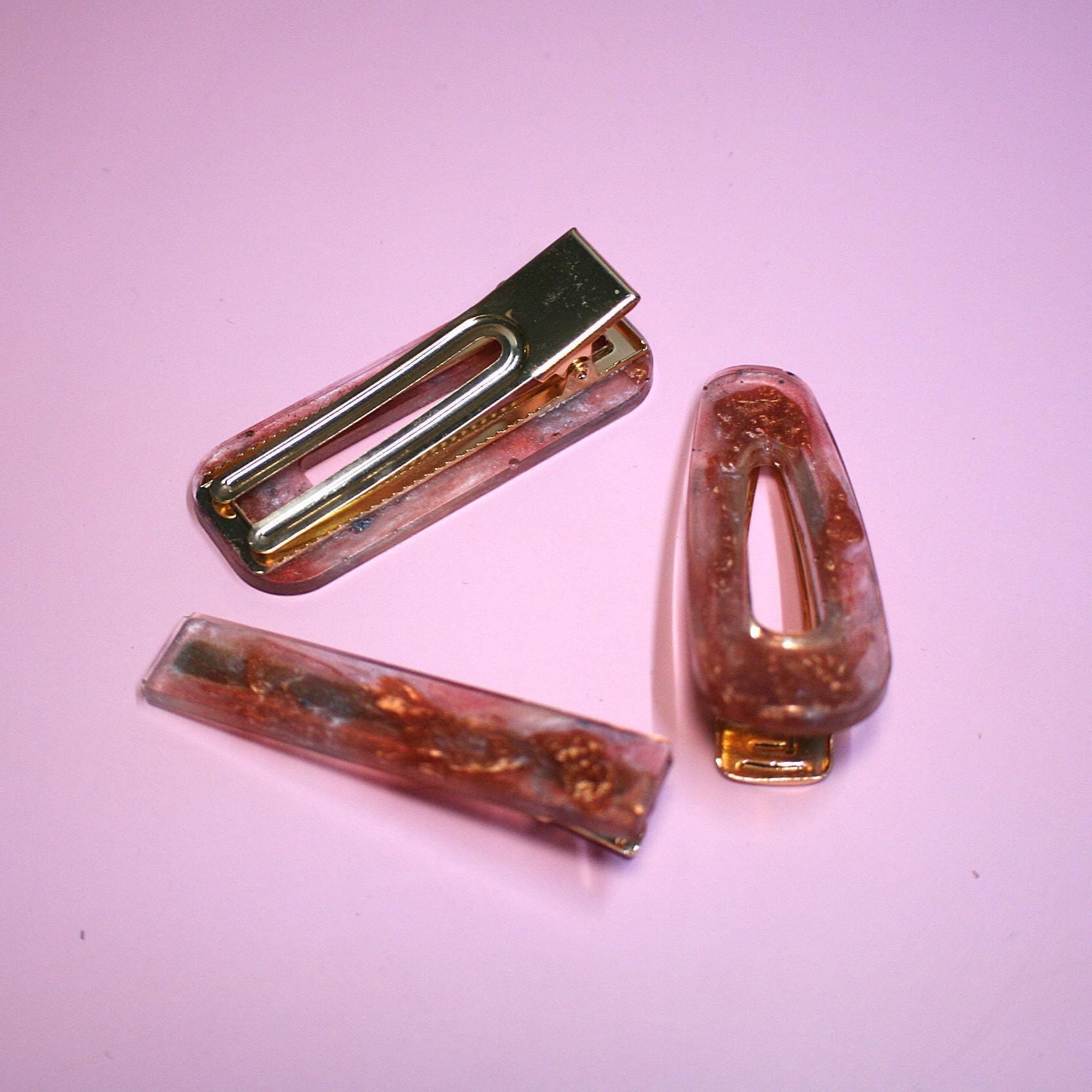 Tortoiseshell Resin Hair Clip Golden Flake Alligator Barrette Retro Modern Thick Hair Accessory Minimalist - Image 2