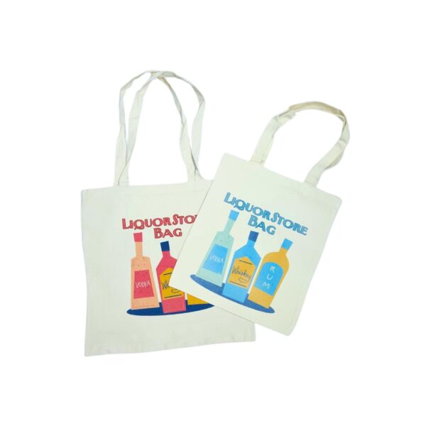 il_fullxfull.7629597465_tea5-2 Retro Liquor Bottle Print Tote Bag: Vintage Vibes, Reusable Canvas