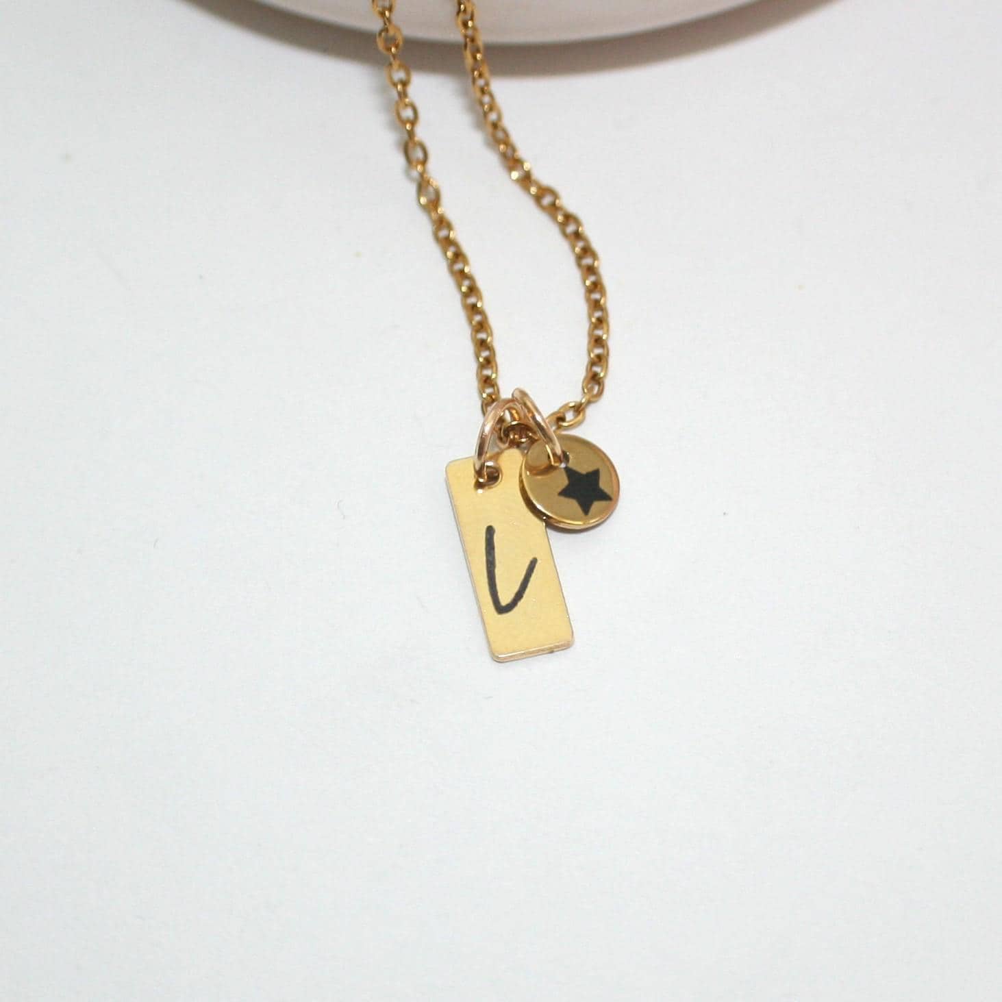 Personalized Gold Plated Initial Necklace with Star Pendant – Custom Script Jewelry - Image 6