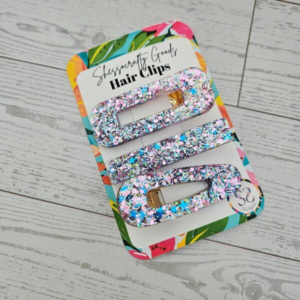 Confetti Resin Hair Clips: Retro Disco Barrettes, Sparkly Accessories 2 Confetti Resin Hair Clips: Retro Disco Barrettes, Sparkly Accessories