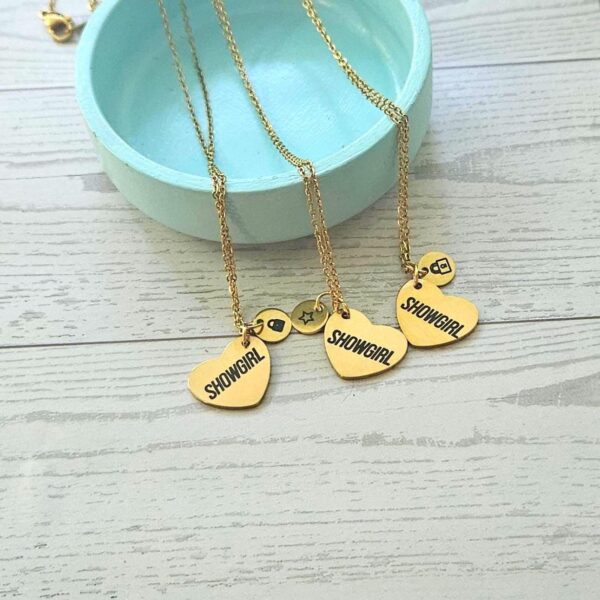 il_fullxfull.7629601829_he7j Gold Showgirl Heart Necklace: Engraved Stainless Steel Pendant, Charm Accent