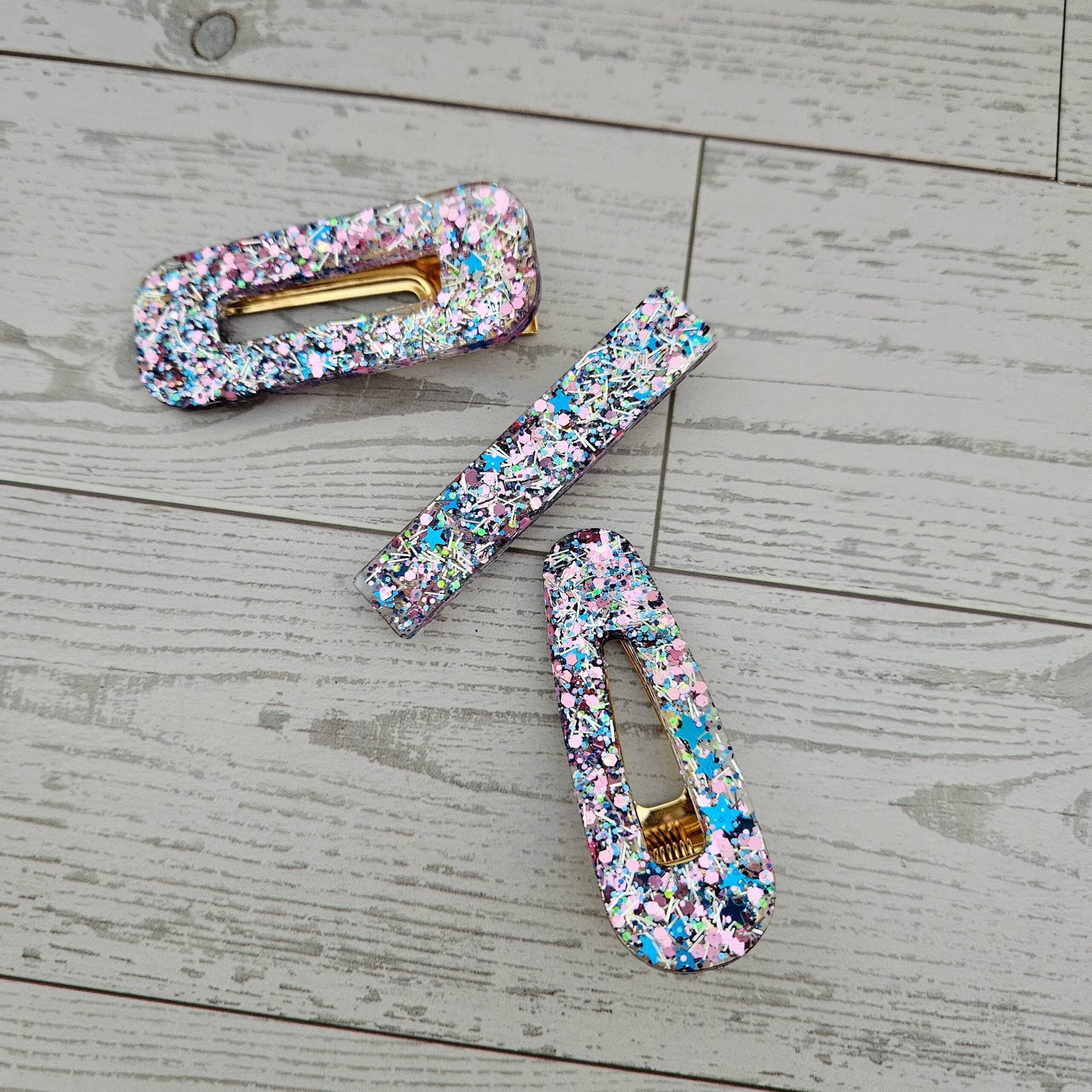 Confetti Resin Hair Clips: Retro Disco Barrettes, Sparkly Accessories - Image 3