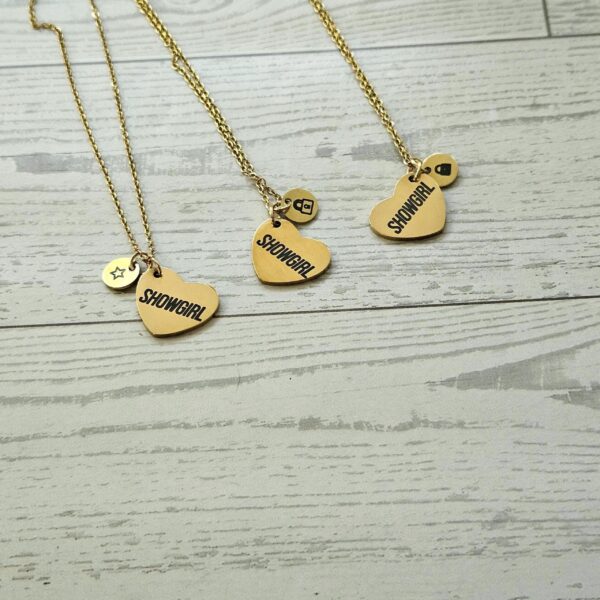 il_fullxfull.7629602045_scvy-1 Gold Showgirl Heart Necklace: Engraved Stainless Steel Pendant, Charm Accent
