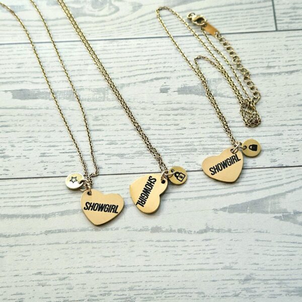 il_fullxfull.7629602357_51ek-2 Gold Showgirl Heart Necklace: Engraved Stainless Steel Pendant, Charm Accent