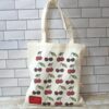 Cherry Canvas Tote Bag: Hand-Drawn Fruit Art, Summer Market Bag 1 Cherry Canvas Tote Bag: Hand-Drawn Fruit Art, Summer Market Bag