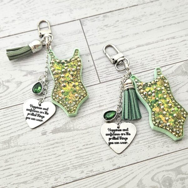 il_fullxfull.7629604125_qlgp Mint Green Showgirl Glitter Bodysuit Bag Charm • Showgirl Era Keychain