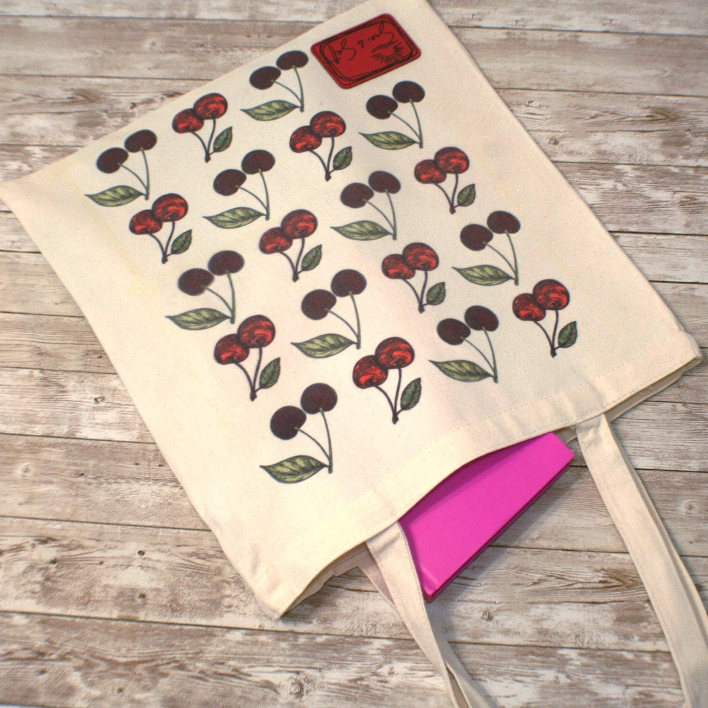 Cherry Canvas Tote Bag: Hand-Drawn Fruit Art, Summer Market Bag - Image 2