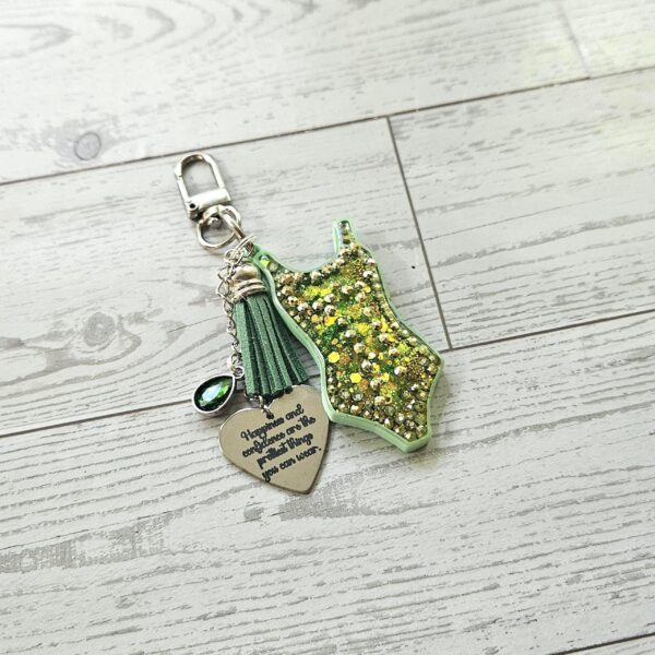 il_fullxfull.7629604367_hxbr-2 Mint Green Showgirl Glitter Bodysuit Bag Charm • Showgirl Era Keychain