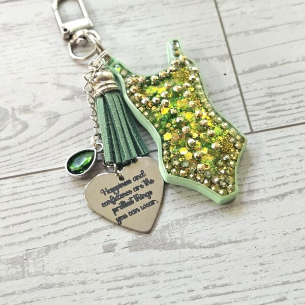il_fullxfull.7629604671_jczx-2 Mint Green Showgirl Glitter Bodysuit Bag Charm • Showgirl Era Keychain