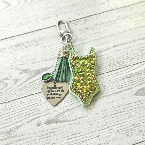 il_fullxfull.7629605061_1hja-1 Mint Green Showgirl Glitter Bodysuit Bag Charm • Showgirl Era Keychain