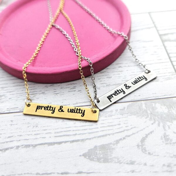 il_fullxfull.7629607671_2e2u Pretty & Witty Necklace • 18K Gold PVD or Satin Stainless Steel • Tarnish-Proof Bar Jewelry
