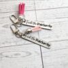 Fuck the Patriarchy Keychain – Engraved Stainless Steel Bar with Pink Tassel – Feminist Gift