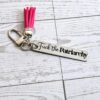 Fuck the Patriarchy Keychain – Engraved Stainless Steel Bar with Pink Tassel – Feminist Gift