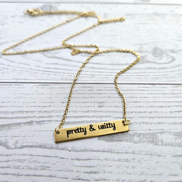 il_fullxfull.7629608037_m6bq-2 Pretty & Witty Necklace • 18K Gold PVD or Satin Stainless Steel • Tarnish-Proof Bar Jewelry
