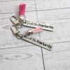Fuck the Patriarchy Keychain – Engraved Stainless Steel Bar with Pink Tassel – Feminist Gift