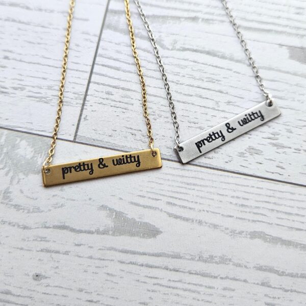 il_fullxfull.7629608211_2dhh-1 Pretty & Witty Necklace • 18K Gold PVD or Satin Stainless Steel • Tarnish-Proof Bar Jewelry