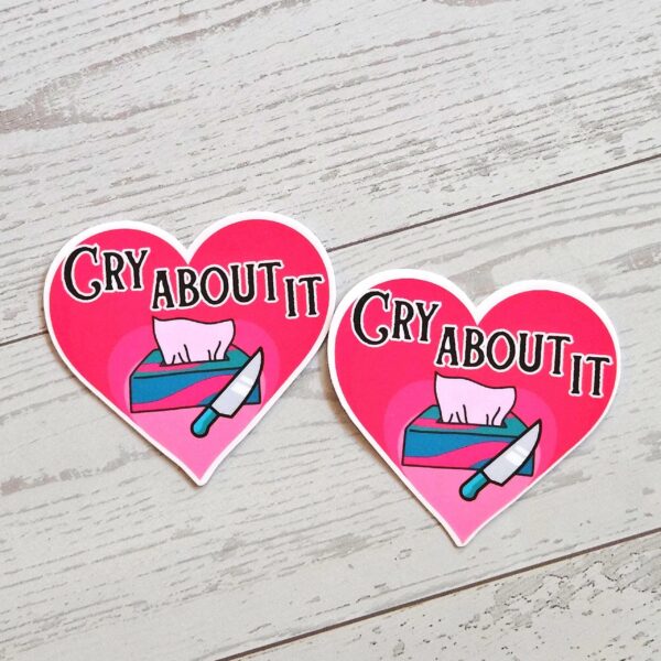 Cry About It Heart Sticker: Feminist Vinyl, Waterproof Laminated 2" 2 Cry About It Heart Sticker: Feminist Vinyl, Waterproof Laminated 2"