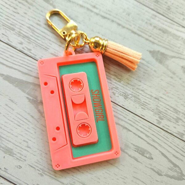 il_fullxfull.7629608733_qjdy-2 Showgirl Era Cassette Keychain – Personalized Retro Mixtape Bag Charm with Tassel