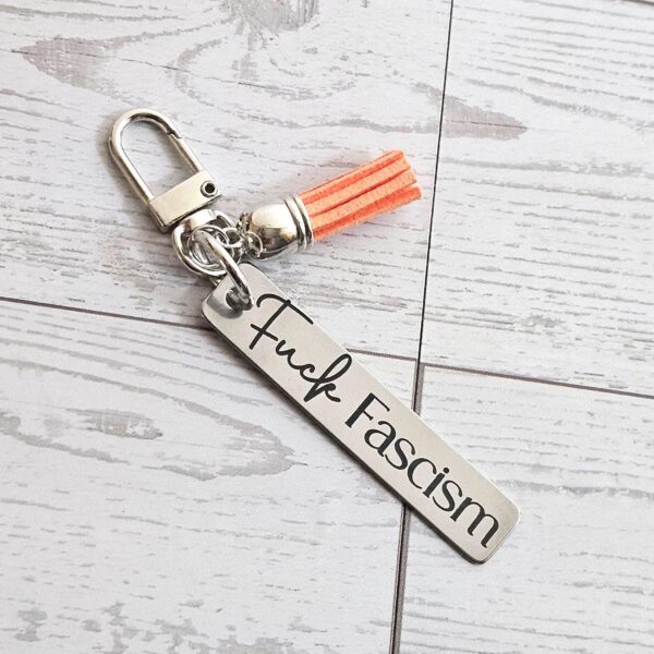 Fuck Fascism Keychain – Engraved Stainless Steel Bar Keychain – Activist Protest Gift