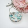 il_fullxfull.7629610253_c3l2 Handmade Concrete Pendant: Blue Iridescent Stone Inlay, Silver Chrome Accent
