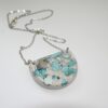 il_fullxfull.7629610487_qvhm-1 Handmade Concrete Pendant: Blue Iridescent Stone Inlay, Silver Chrome Accent