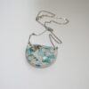 il_fullxfull.7629610559_1b5x-1 Handmade Concrete Pendant: Blue Iridescent Stone Inlay, Silver Chrome Accent