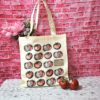 Tomato Tote Bag: Hand-Colored Canvas Grocery Bag with Leatherette Patch