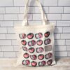Tomato Tote Bag: Hand-Colored Canvas Grocery Bag with Leatherette Patch