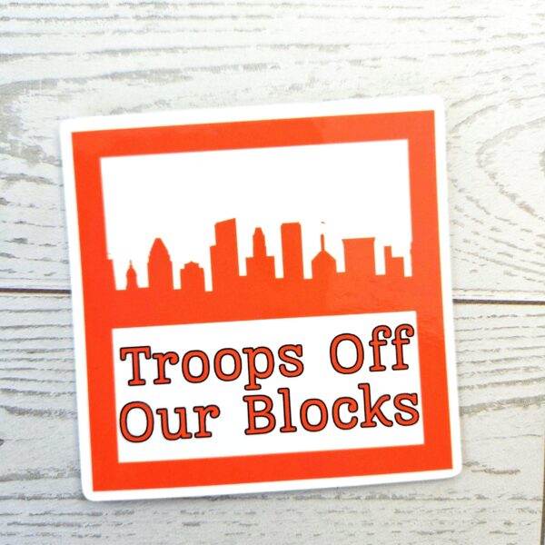 Baltimore Protest Sticker: Anti-Occupation Vinyl Decal - Orange Skyline