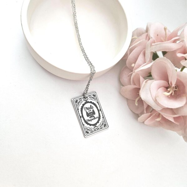 Pride and Prejudice Book Necklace – Jane Austen Literary Jewelry – Romantic Gift for Her 5 Miniature Pride and Prejudice book pendant — engraved stainless steel, mirror-polish finish. Jane Austen jewelry for the romantic reader. Tarnish-proof. "You have bewitched me, body and soul." 🥀📖 Whether you're a Lizzie or a Darcy, our Pride and Prejudice Book Necklace is the ultimate tribute to the world’s most famous enemies-to-lovers story. Crafted from high-grade 304 Stainless Steel and polished to a stunning mirror finish, this pendant is designed for the dreamers, the readers, and the ones (5)