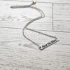 Fear No Man Necklace – Feminist Jewelry Gift – Stainless Steel Bar Pendant with Black Engraving