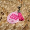 il_fullxfull.7629612575_ezj4 Pink Pony Club Motel Keychain Round Keychain with Tassel