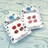 Tiny Lip Stud Earrings Matte Glitter Polymer Clay Hypoallergenic Minimalist Cheeky Feminist Jewelry Gift