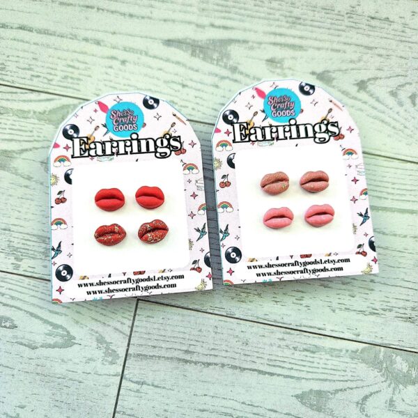 Tiny Lip Stud Earrings Matte Glitter Polymer Clay Hypoallergenic Minimalist Cheeky Feminist Jewelry Gift
