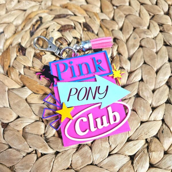il_fullxfull.7629615245_3rna-1 Pink Pony Club Sign Keychain: Hand-Painted WeHo Bag Tag