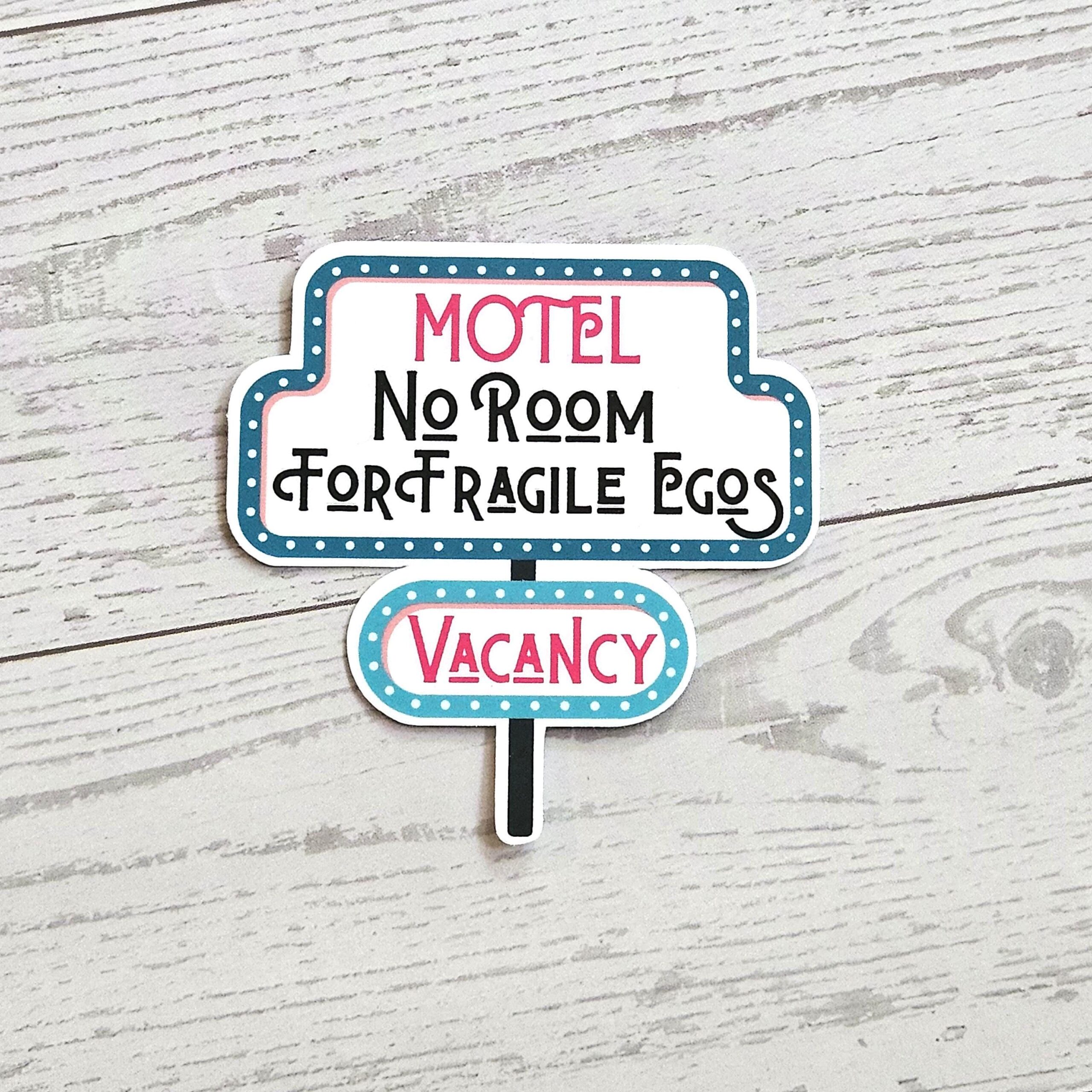 No Room for Fragile Egos Sticker: Retro Motel Sign, Feminist Vinyl Decal - Image 3