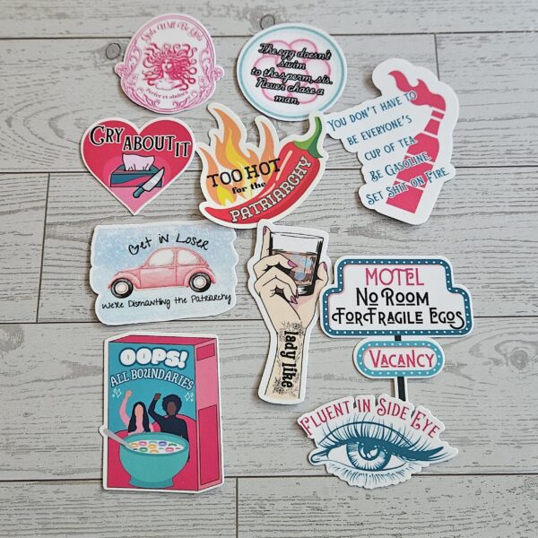 il_fullxfull.7629615783_h92s-1 No Room for Fragile Egos Sticker: Retro Motel Sign, Feminist Vinyl Decal