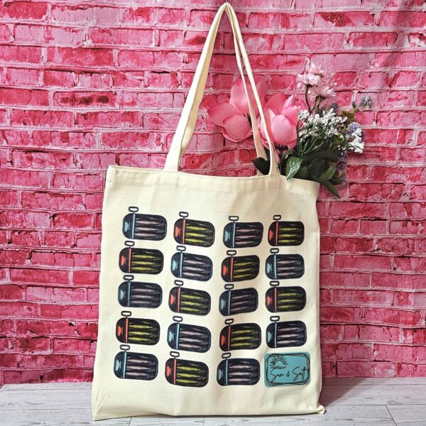 il_fullxfull.7629616965_mvgd Sardine Canvas Tote Bag: Retro Sun & Salt Beach Market Bag