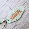il_fullxfull.7629617567_2tyr-1 Rhinestone Showgirl Motel Keychain: Mint Green Glitter Resin Key Tag - Choose Style and Attachment