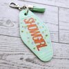 il_fullxfull.7629617833_n8tb-1 Rhinestone Showgirl Motel Keychain: Mint Green Glitter Resin Key Tag - Choose Style and Attachment