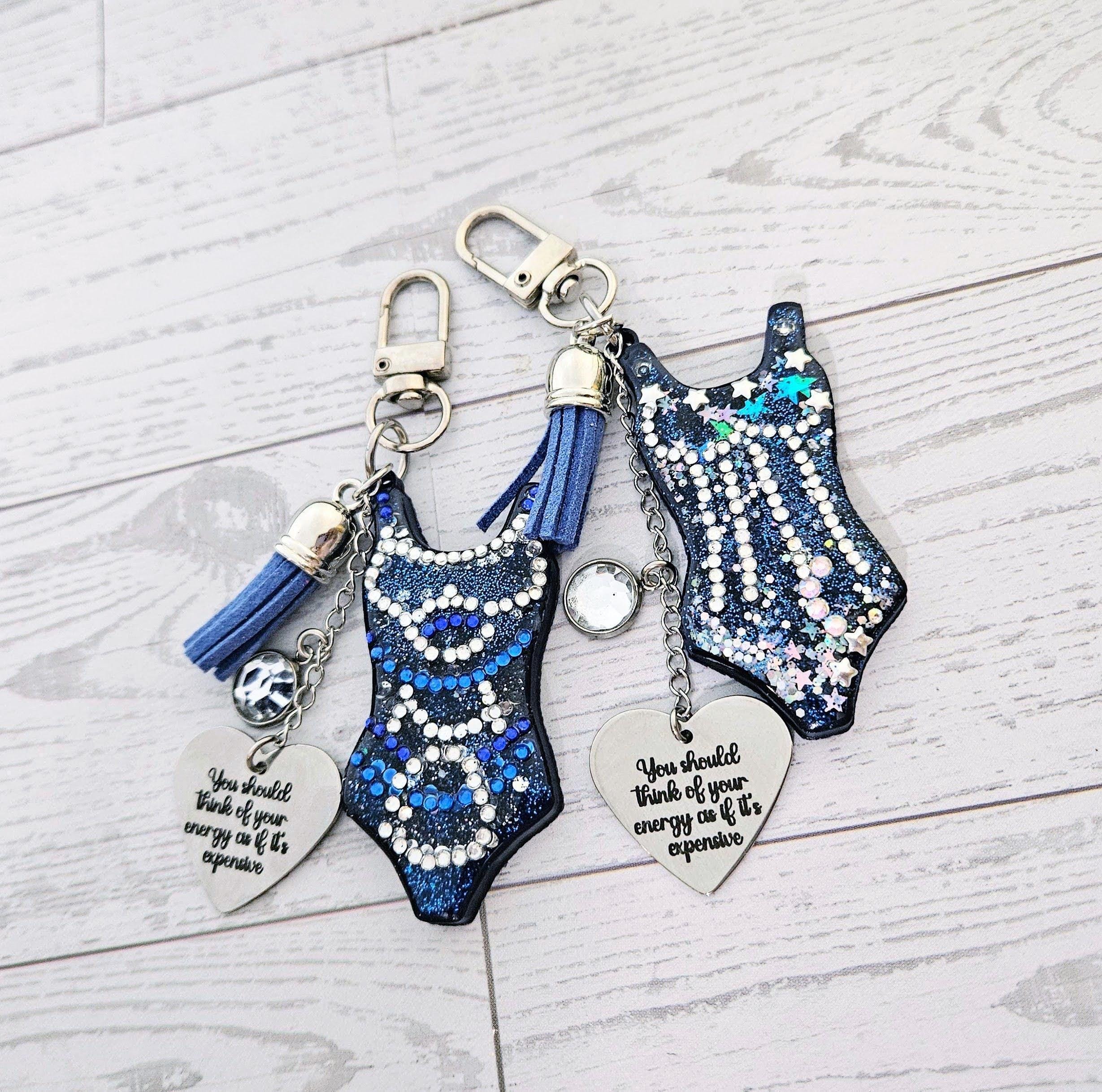 Eras Personalized Bodysuit Bag Charm: Midnight Sparkle Rhinestone Keychain, Custom Purse Accessory