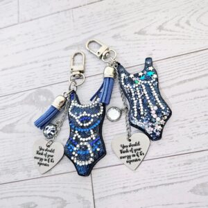Eras Personalized Bodysuit Bag Charm: Midnight Sparkle Rhinestone Keychain, Custom Purse Accessory