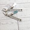 Feminist Keychain – Stainless Steel Statement Accessory with Pink Tassel – Feminist Gift